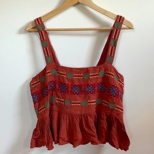 Cropped Embroidered Tank